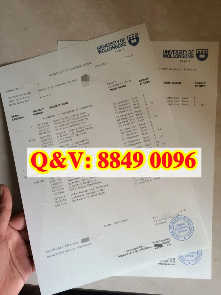 伍伦贡大学成绩单，university‑of‑wollongong‑transcript, 计算机科学本科成绩单，澳洲卧龙岗大学学业记录