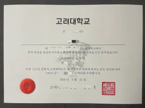 韩国高丽大学经营学学士学位证书：一个学位，九个...
