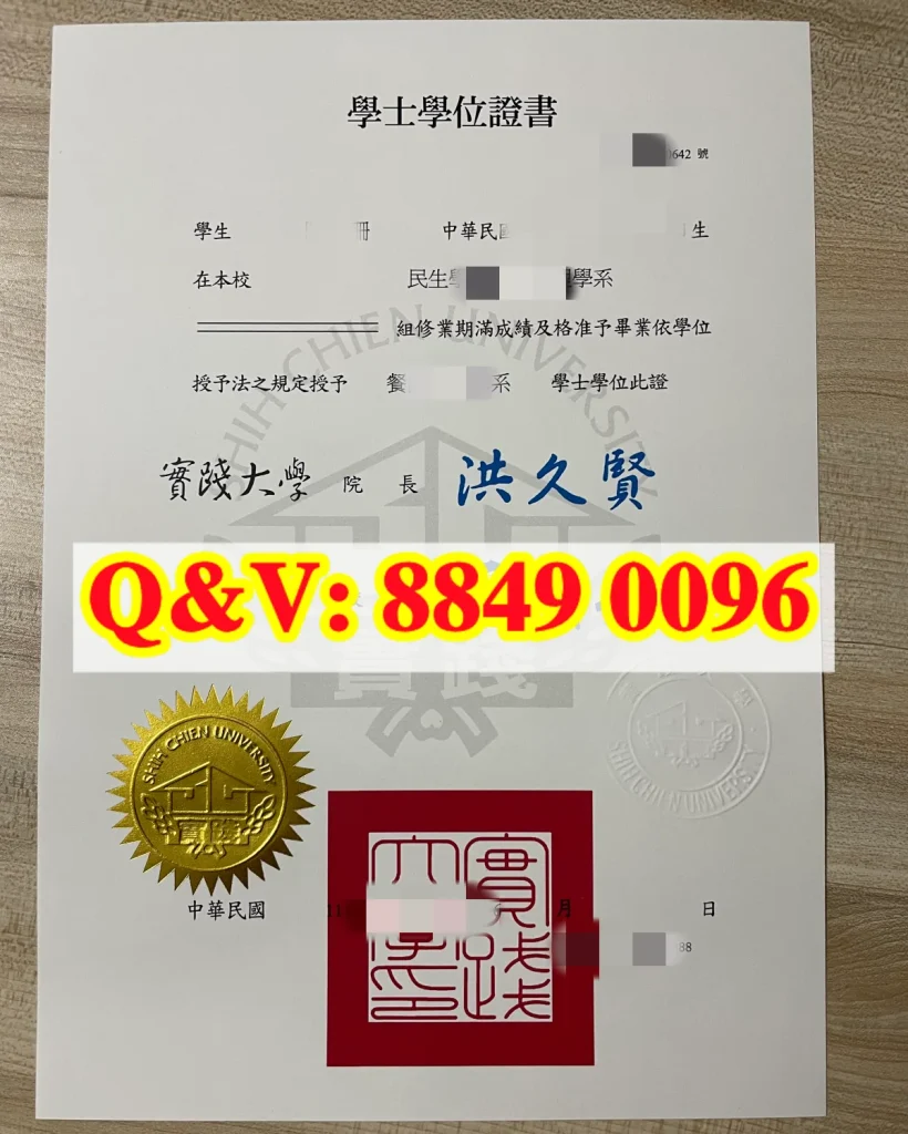 台灣實踐大學學位證書 