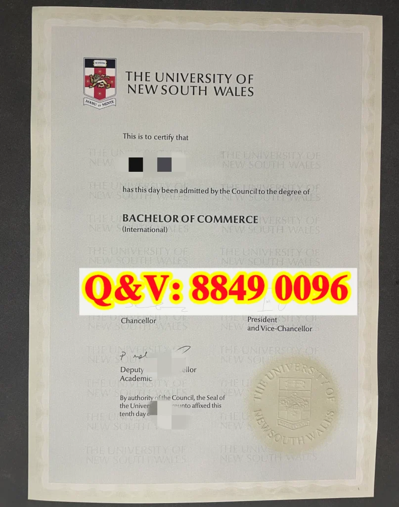 新南威尔士大学文凭样本