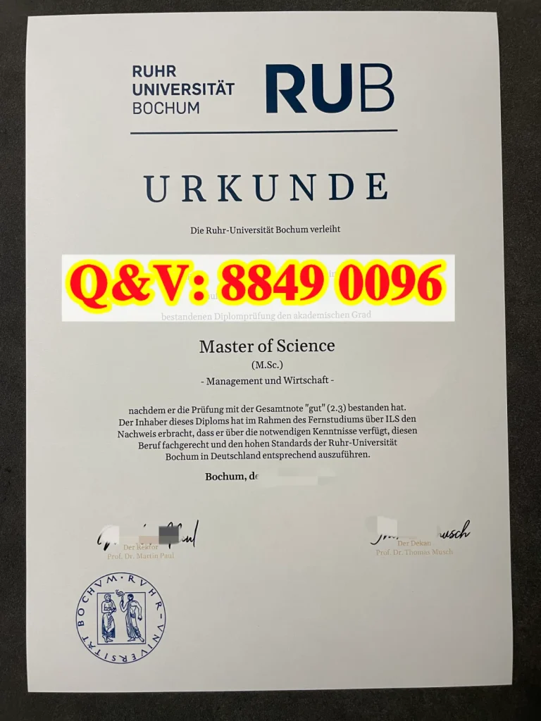 鲁尔波鸿大学 RUB，德国 Urkunde 硕士证书