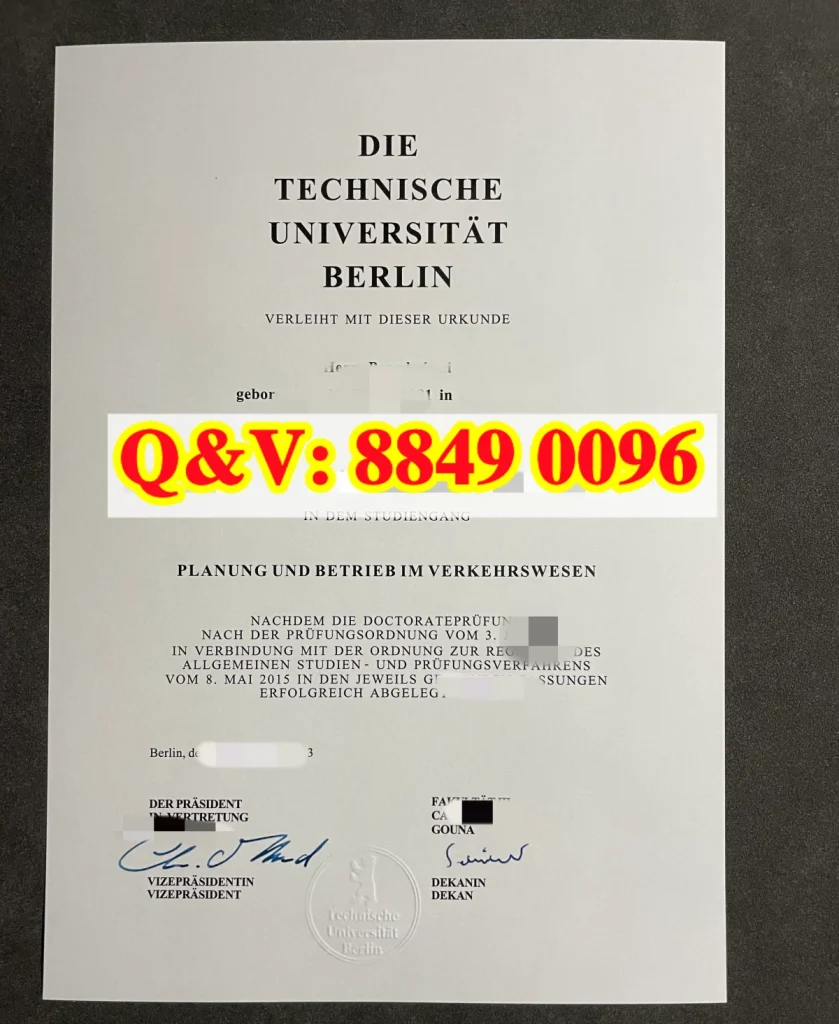 柏林工业大学毕业证文凭实拍图
