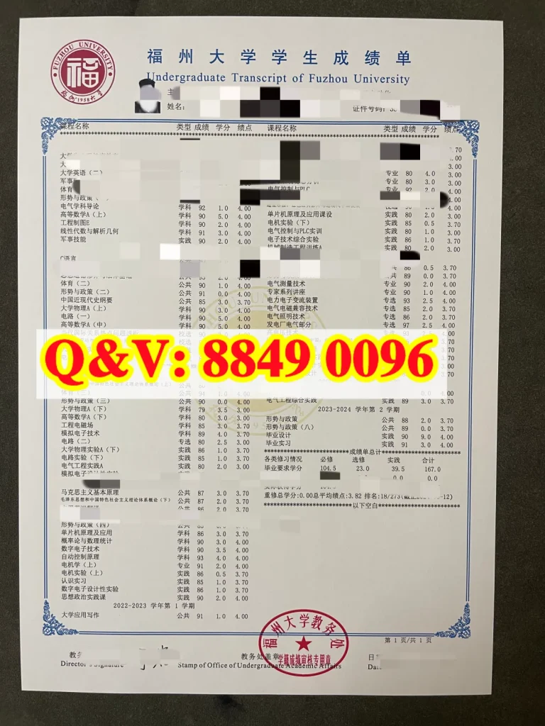 福州大学成绩单实拍，福州大学学生成绩单