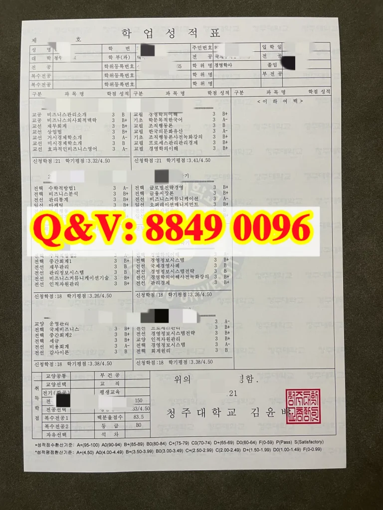 韩国大学成绩单样本,韩国清州大学成绩单cheongju university transcript