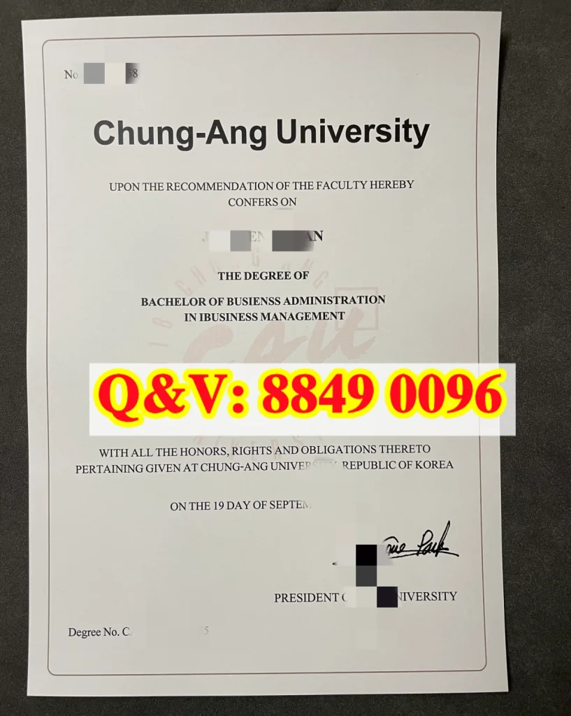 韩国中央大学学位证英文版本,韩国中央大学学历实拍,韩国中央大学证书案例