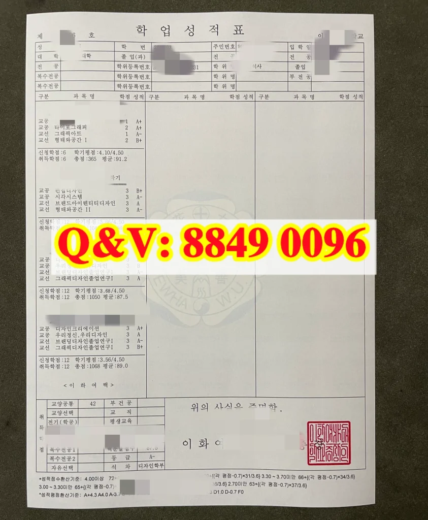 韩国梨花女子大学成绩单样本,韩国梨花女子大学成绩单案例