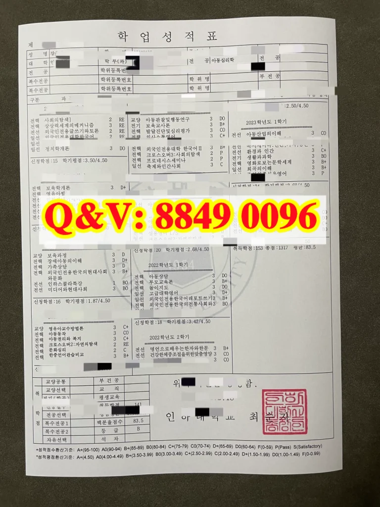 国仁荷大学成绩单案例,韩国高校毕业证成绩单样本,韩国大学成绩单样本,韩国仁荷大学成绩单