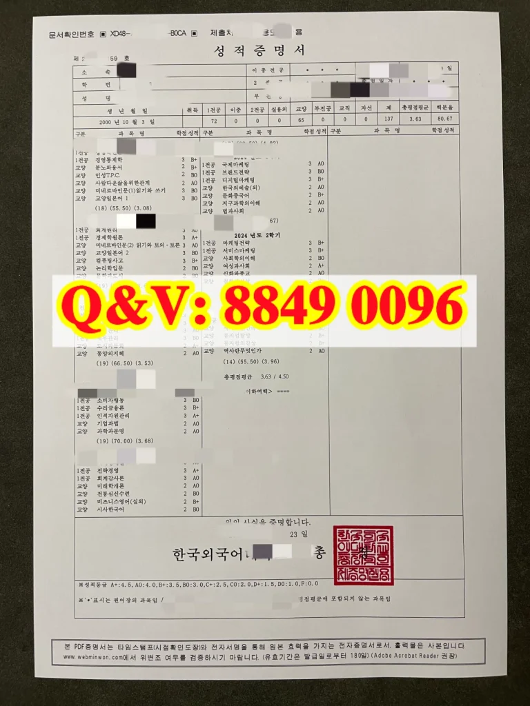 韩国外国语大学管理学本科成绩单，韩国外国语大学成绩单，韩外大管理学专业成绩单，HUFs本科成绩单，韩国商科本科成绩单，韩国外国语大学成绩单