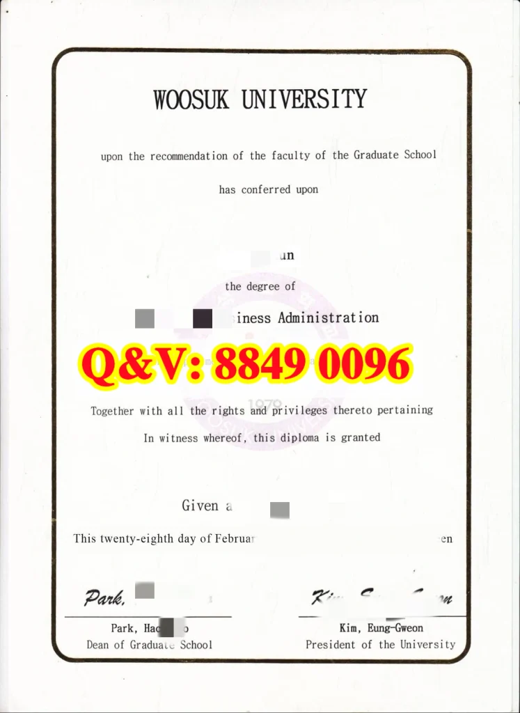 韩国又石大学学位证英文版,又石大学学位记,Woosuk University diploma, 又石大学学历认证